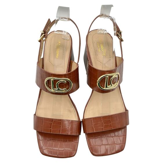 Liz Claiborne Women's Brown Croc Embossed Portola Slingback Sandals Size 8.5M - Picture 4 of 11